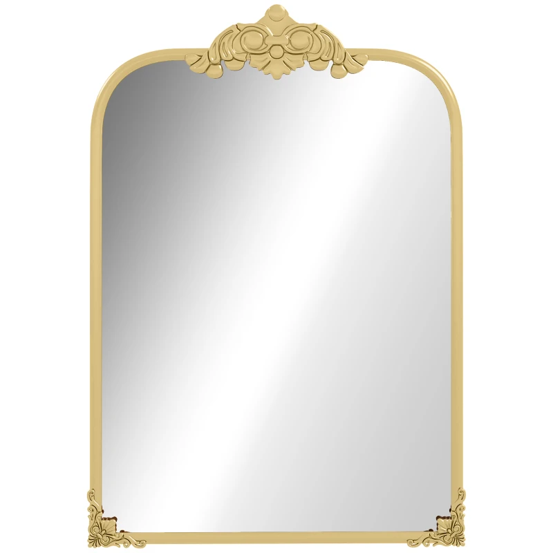 Lustro Ścienne HOMCOM, 60 x 87 cm, Lustro w Stylu Barokowym, Dekoracyjne z Metalową Ramą do Salonu, Sypialni, Złoty