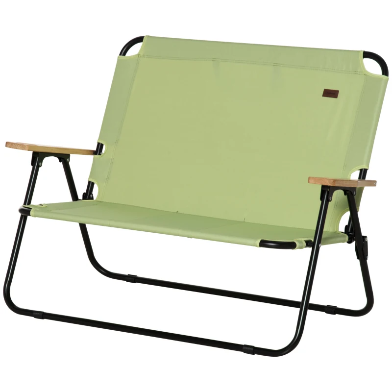 Outsunny campingstoel 2-zits opvouwbare draagbare tuinstoel regisseursstoel klapstoel met bekerhouder voor outdoor picknick wandelen max. belasting 160 kg groen 141 x 67 x 80 cm