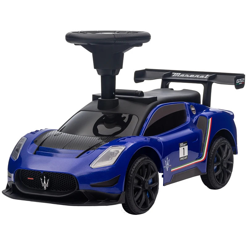 AIYAPLAY Ride on Sliding Car, Baby Push Car Licensed Maserati GT2 with Under Seat Storage, Music, Horn, Foot to Floor Toddler Car for 18-60 Months, Blue