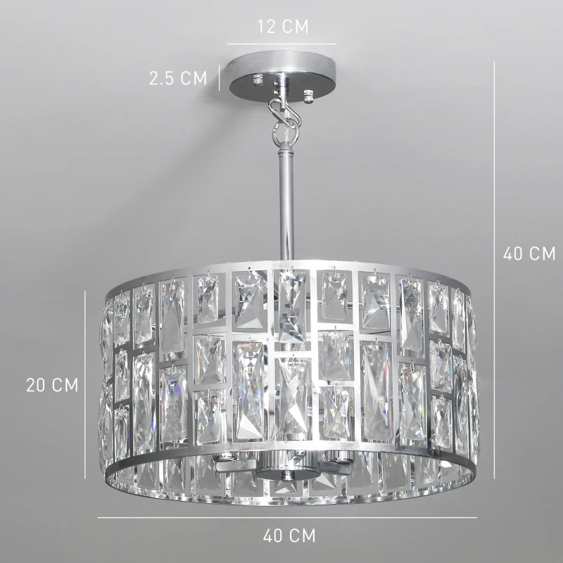 HOMCOM 72 Glass Crystallite Chandelier - Silver-Tone