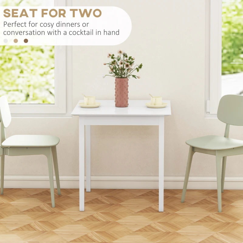 Stół kwadratowy do jadalni, drewniany, biały, dla 2 osób