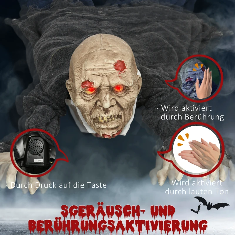 Dekoracja Halloween Zombie 1,40 m z świecącymi oczami