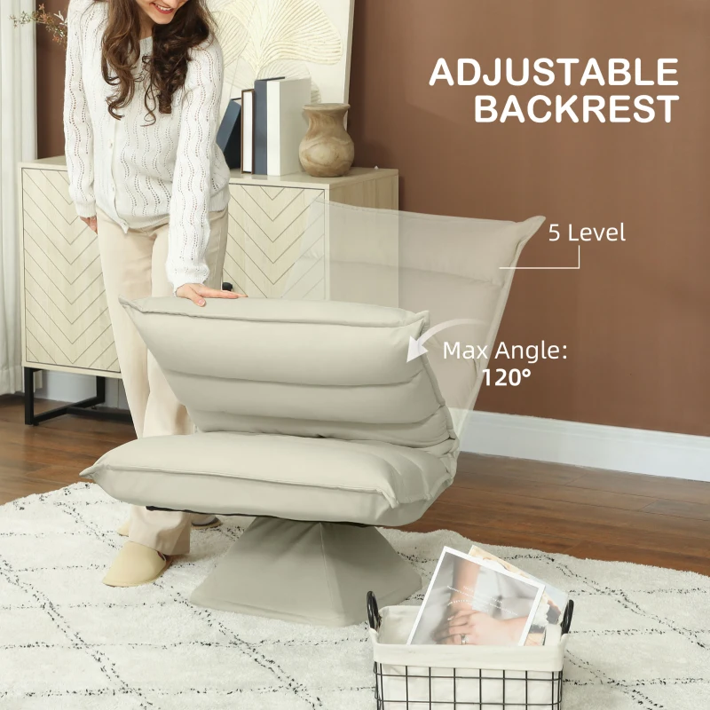 Sofa podłogowe z podstawą, fotel relaksacyjny, beżowy