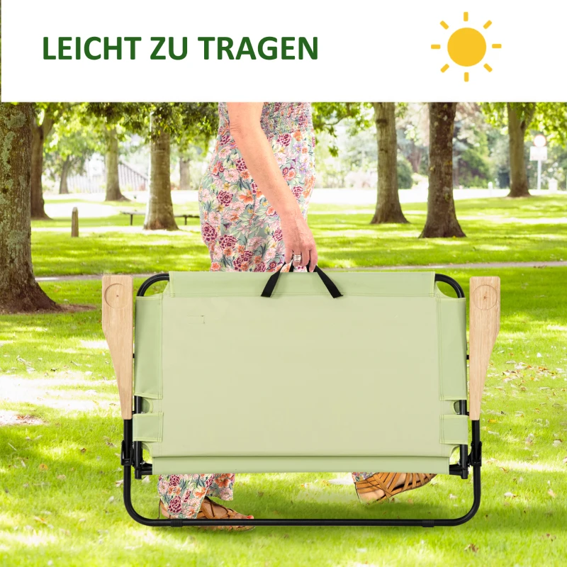 Outsunny campingstoel 2-zits opvouwbare draagbare tuinstoel regisseursstoel klapstoel met bekerhouder voor outdoor picknick wandelen max. belasting 160 kg groen 141 x 67 x 80 cm