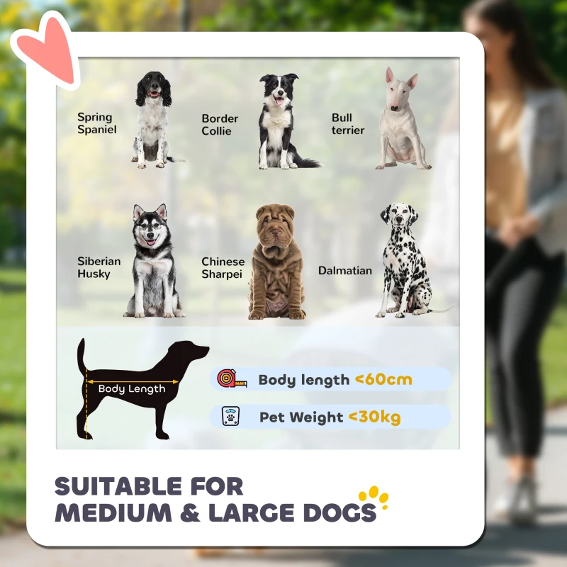 PawHut Wózek dla psa, Wózek dla psa z poduszką, składany wózek dla psa, wózek dla kota dla dużych i średnich psów, wózek dla psa z oknem z siatki, paskami bezpieczeństwa, torbą, tkanina Oxford, Szary