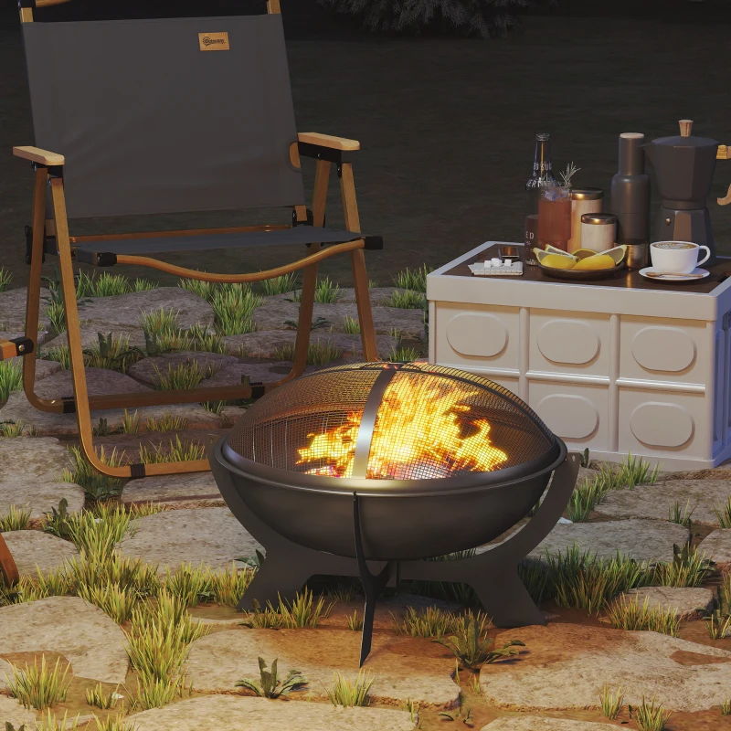 Okrągła misa na ognisko Ø54cm, metalowa, z osłoną na iskry