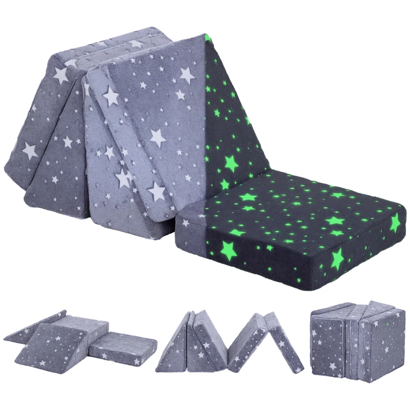 Sofa dla dzieci z funkcją leżenia, szary, dla 2-3 dzieci