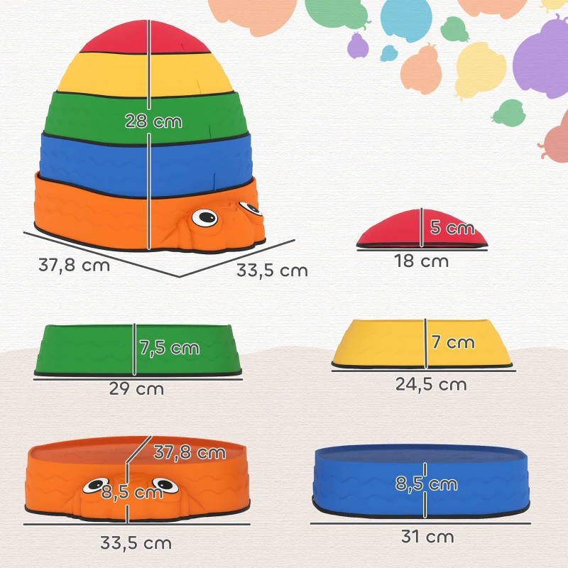 Qaba Ladybug Stepping Stones for Kids, 5 PCS Non-Slip Toddler Obstacle Course for Promoting Balance & Coordination Skills, Stackable Design, Multicoloured