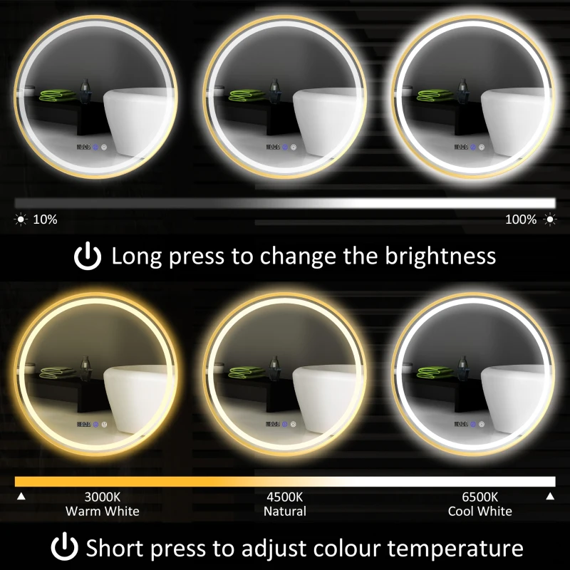 Lustro łazienkowe LED 60 cm z dotykowym włącznikiem
