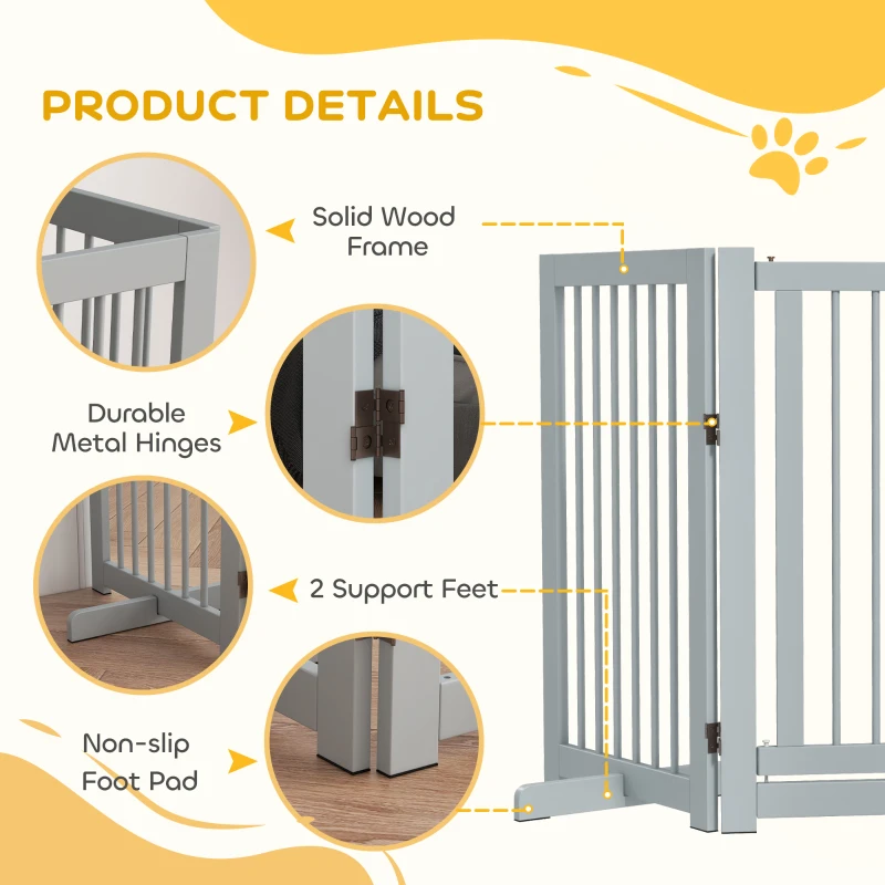 Ogrodzenie dla psów 91 cm, drewniane, składane z drzwiami