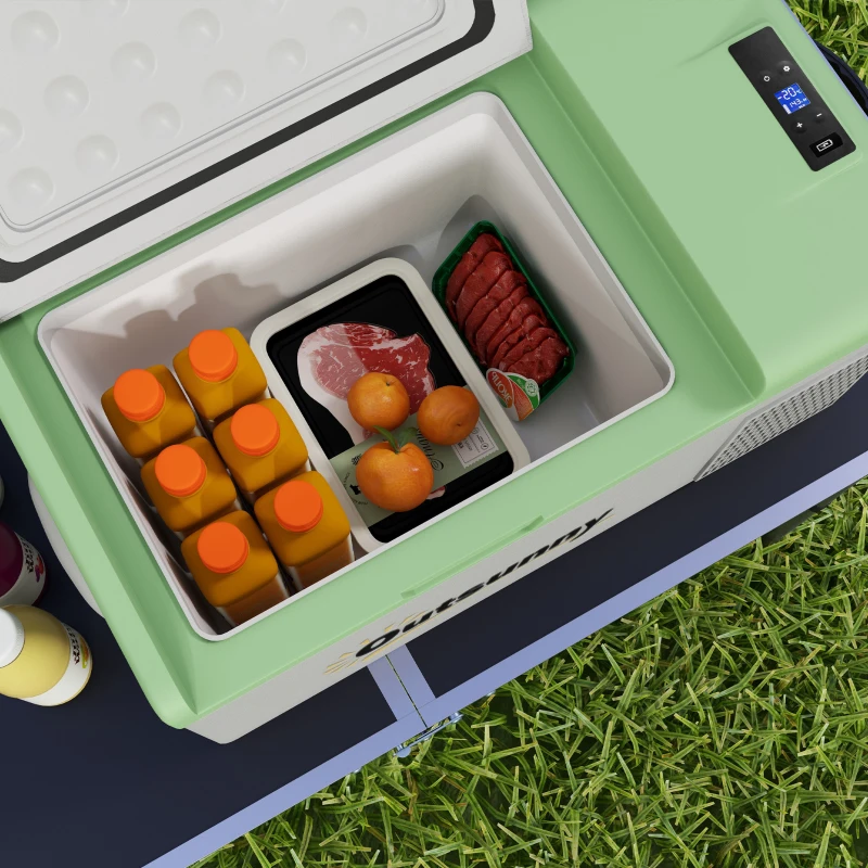 Outsunny Lodówka Kompresorowa 16L, Lodówka Samochodowa 12/24V DC & 100-240V AC, do -20°C, Przenośna Zamrażarka z Trybami MAX/ECO, Mini Lodówka na Camping, Ciężarówkę, Łódź, RV i do Gniazdka