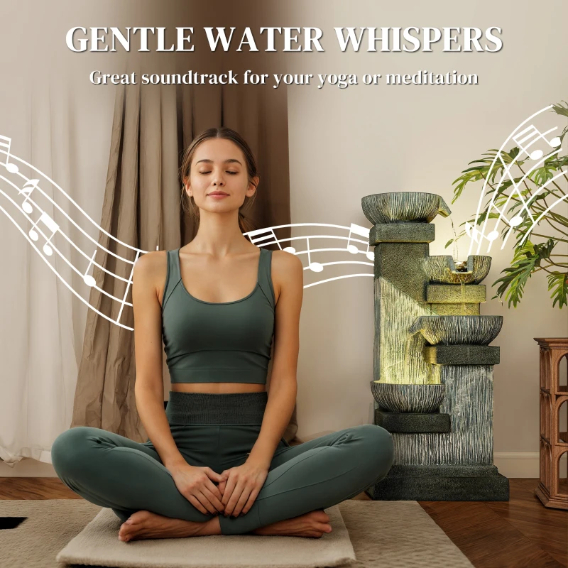 Fontanna ogrodowa z LED, kamień, dekoracja na zewnątrz