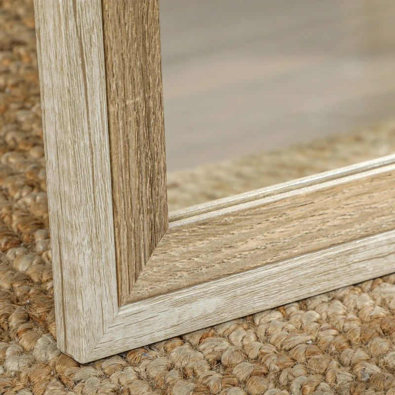 HOMCOM Lustro całosylwetkowe, rama MDF, folia antyrozbryzgowa, 162,6 x 53,3 cm, Naturalne drewno