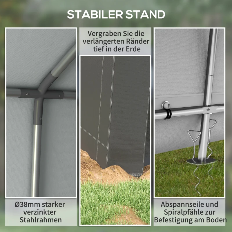 Outsunny Carport Zeltgarage 3x3 m Wasserdicht Garagenzelt mit Rolltür Belüftungsfenster Verlängerte Kanten Dunkelgrau