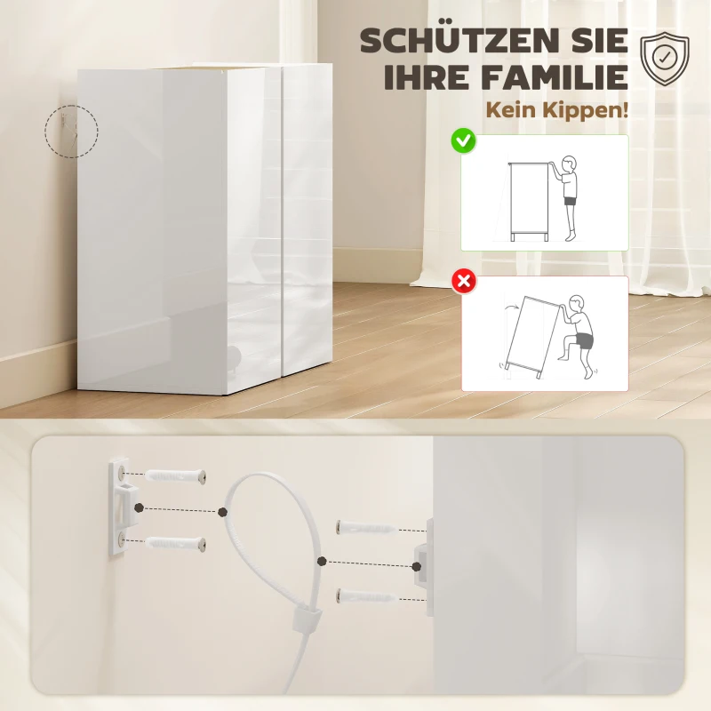 HOMCOM Sideboard Storage Cabinet with Soft-Close Doors, Modern Storage Cupboard with Adjustable Shelf for Living Room, Kitchen, Dining Room, Entryway, High Gloss White