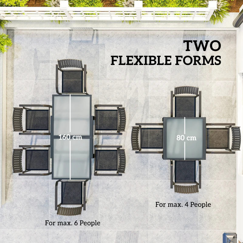 Stół ogrodowy rozkładany 160x80 cm, aluminiowy, odporny na warunki atmosferyczne