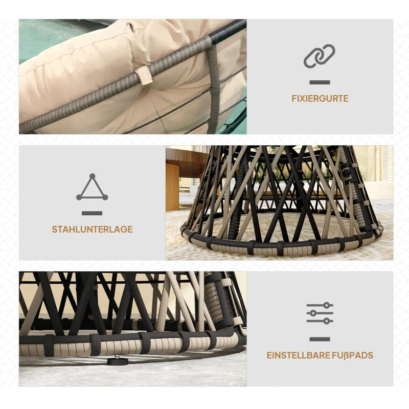 Fotel Papasan Rattan 360° obrotowy z poduszką Ø 90 cm