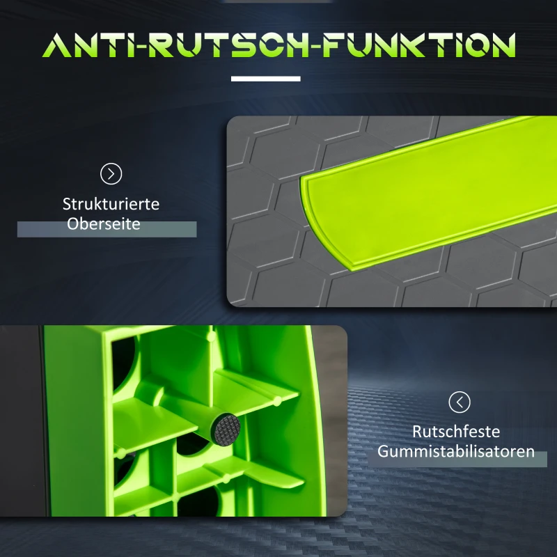 HOMCOM Stepper do Aerobiku, 3-stopniowa regulacja wysokości, do 150 kg, 78 x 28 x 20 cm, Szary/Zielony