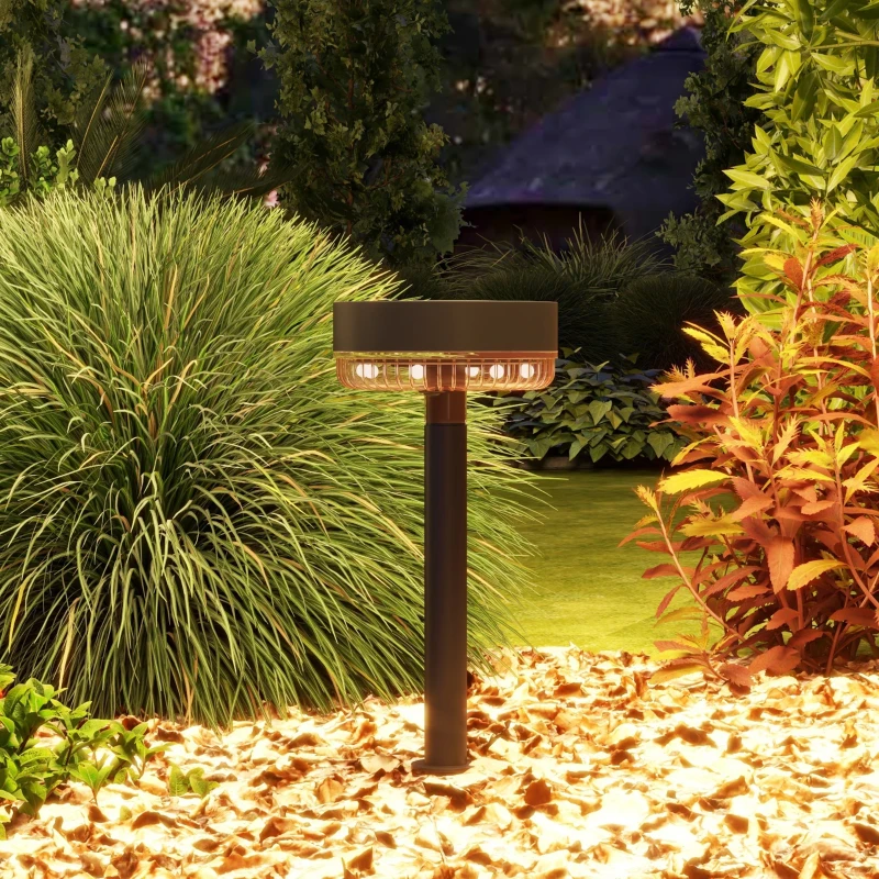 Outsunny Lampy Solarne, 3 sztuki Lamp Solarnych, Lampa Ogrodowa Solarna z Ciepłobiałym Światłem, Automatyczne Włączanie/Wyłączanie, IP65 Wodoodporna do Trawnika, Balkonu, Czarne