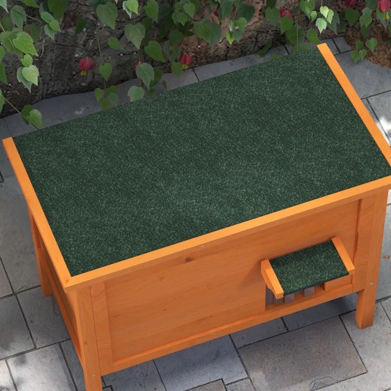 PawHut Wooden Cat House Outdoor Insulated, Feral Cat Shelter with Asphalt Roof, Removable Floor, Orange