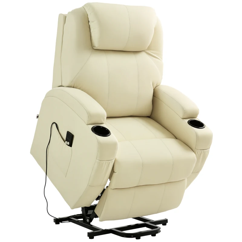 Fotel elektryczny z funkcją relaksu i podnoszenia, kremowy