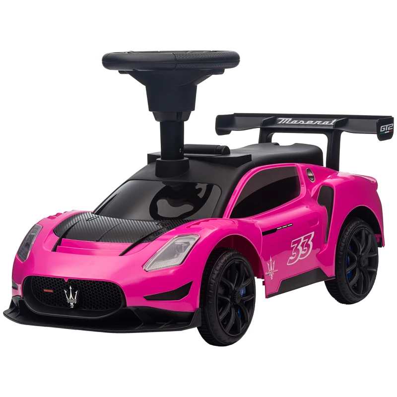 AIYAPLAY Ride on Sliding Car, Baby Push Car Licensed Maserati GT2 with Under Seat Storage, Music, Horn, Foot to Floor Toddler Car for 18-60 Months, Pink