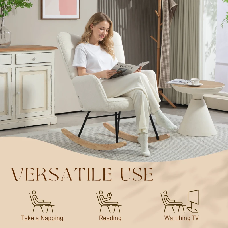 Fotel bujany, relaksacyjny do 120 kg, poliester, biały