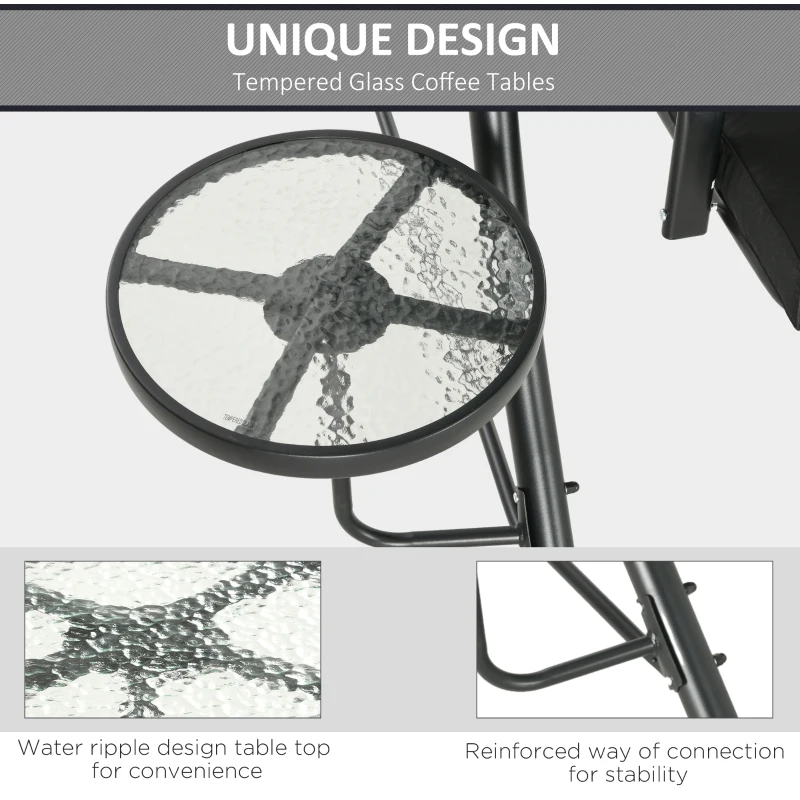 Huśtawka ogrodowa 3-osobowa z daszkiem i stolikiem
