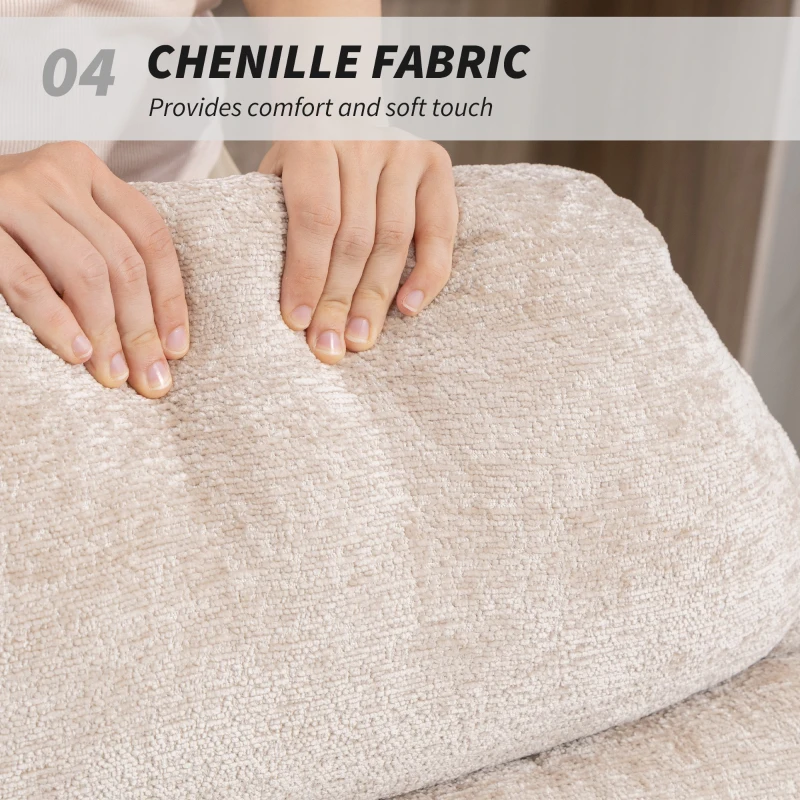 HOMCOM Fotel Bujany z Oparciem i Miejscem na Siedzenie w Pozycji na Krawędzi, Kremowy