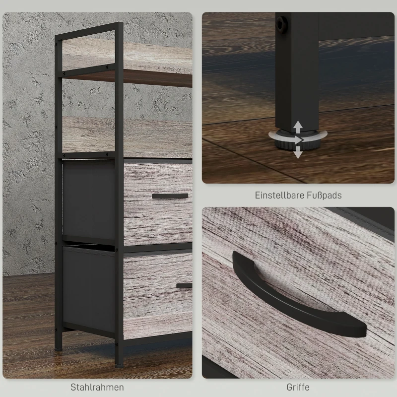 Komoda z 5 szufladami, szafka do przechowywania, 2 półki