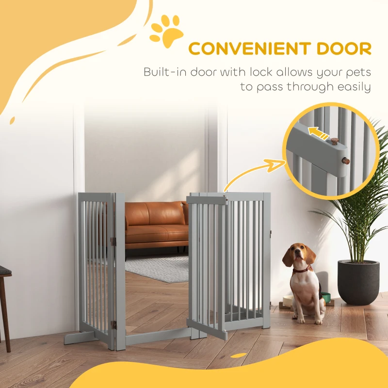 Ogrodzenie dla psów 91 cm, drewniane, składane z drzwiami