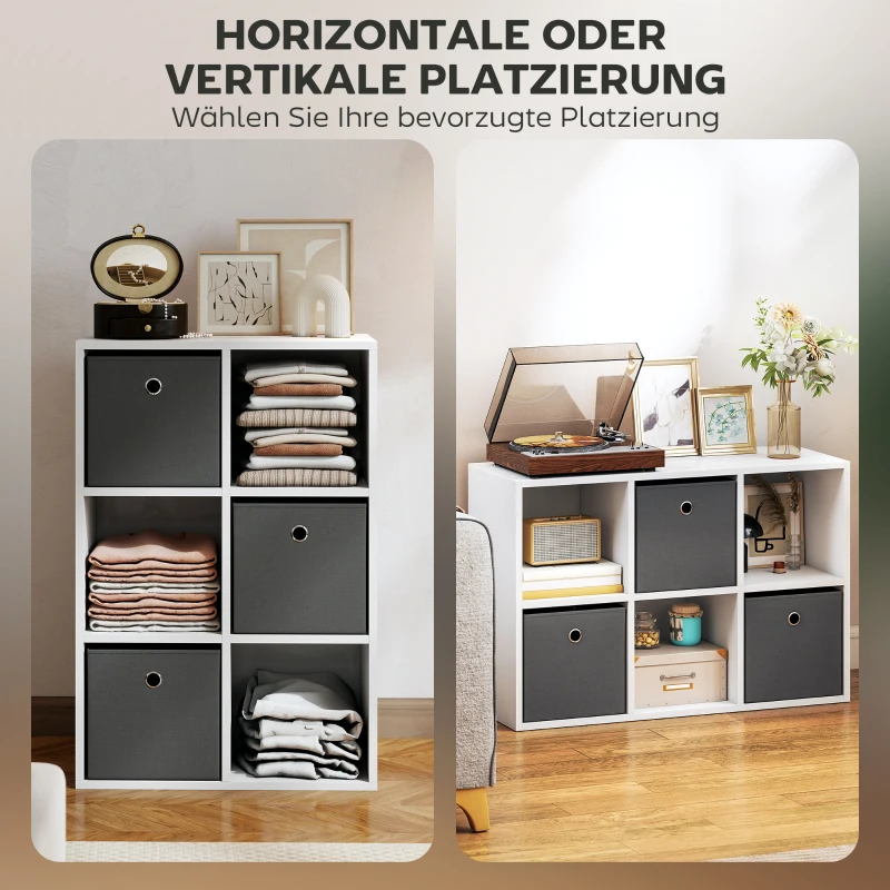 Regał HOMCOM z 3 szufladami z tkaniny, regał stojący z 3 otwartymi półkami, nowoczesny regał do przechowywania, biurowy regał 53,7 x 30 x 79,8 cm, szary