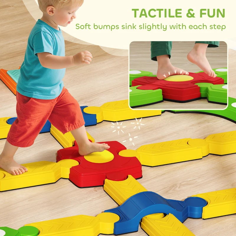 AIYAPLAY Belka Równoważna dla Dzieci, Małe Dzieci Belka Równoważna z 25 Kamieniami Balansowymi, Zabawki Montessori dla Dzieci w Pomieszczeniach i na Zewnątrz, Deska do Balansowania dla Koordynacji od 3-8 Lat, Kolorowa