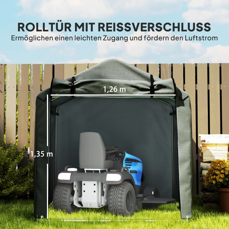 Outsunny 2.2 x 1.6 m Garden Storage Tent, Waterproof Anti-UV Bike Tent with Roll-up Zipper Door, Galvanised Outdoor Storage Shelter Carport for Bike, Motorbike, Garden Tools, Dark Grey