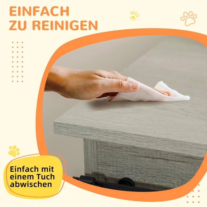 Klatka dla psa PawHut, z dwoma pomieszczeniami, szara