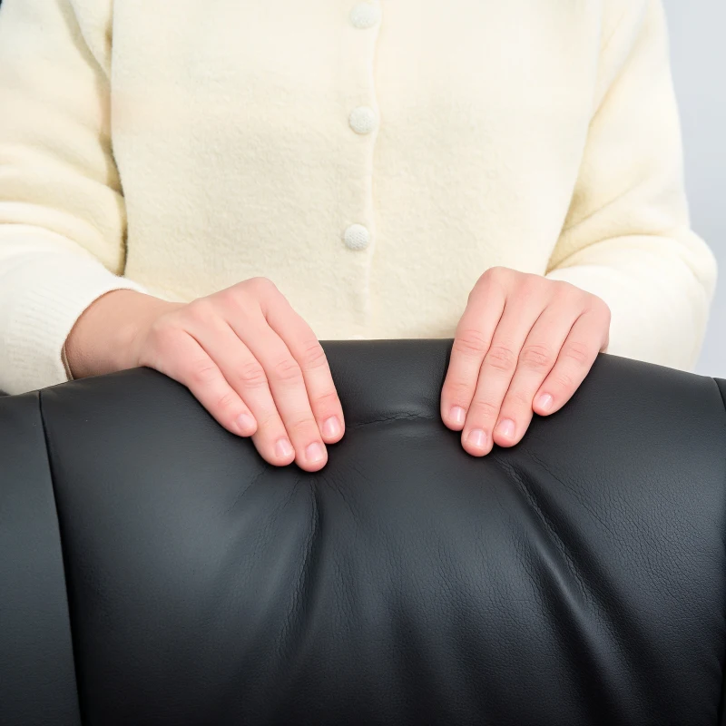 HOMCOM Swivel Recliner Chair with Ottoman, PU Leather Recliner with Adjustable Backrest, Footrest, Wood Base, Upholstered Reclining Chair for Living Room, Bedroom, Office, Black