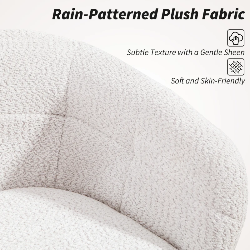 HOMCOM Krzesło biurowe do Home Office z wykończeniem aksamitno-lnianym, łukowate oparcie, regulowany krzesło obrotowe z funkcją kołysania, do 120 kg, do pokoju pracy, sypialni, kremowy