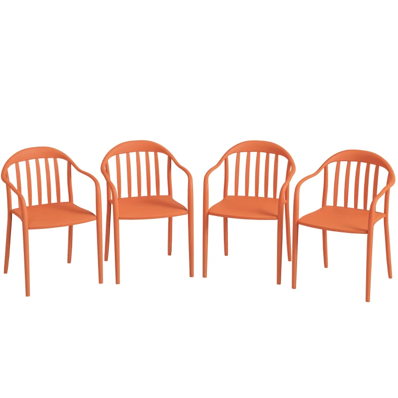 Zestaw 4 krzeseł ogrodowych, plastikowe, odporne na warunki atmosferyczne