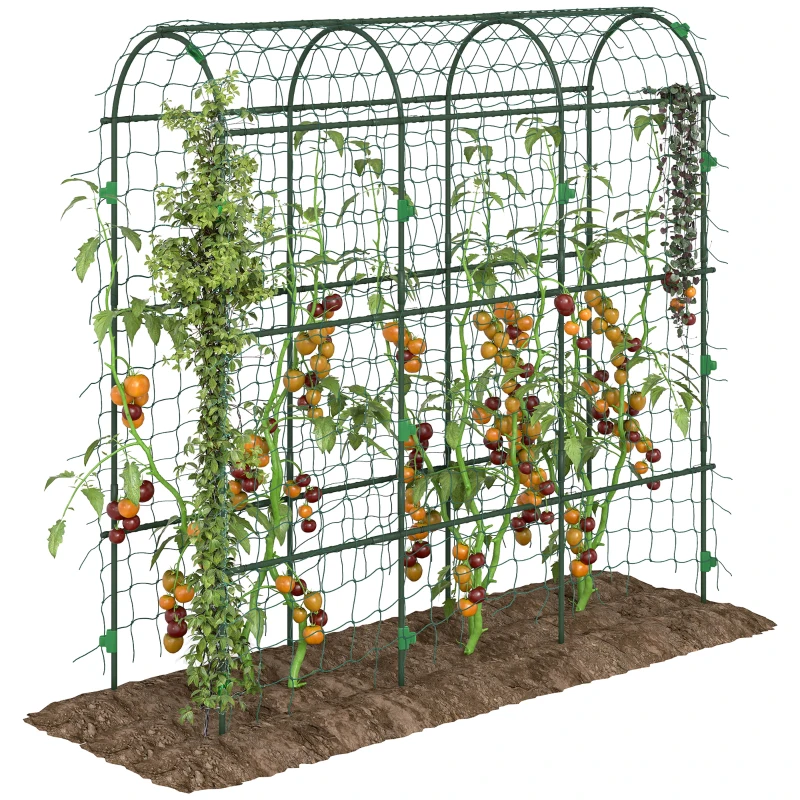 Outsunny 183 cm Tall Metal Garden Trellis, Arch Trellis for Climbing Plants Outdoor with Climbing Net