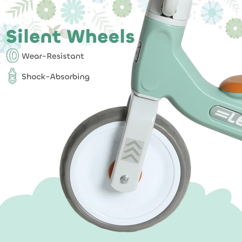 AIYAPLAY Dziecięcy rowerek biegowy, dla dzieci 12-36 miesięcy do 20 kg, rower z 3 cichymi kołami, ochraniacz na kierownicę, kierownica z rotacją o 30 stopni, prezenty dla dziewcząt i chłopców, Zielony