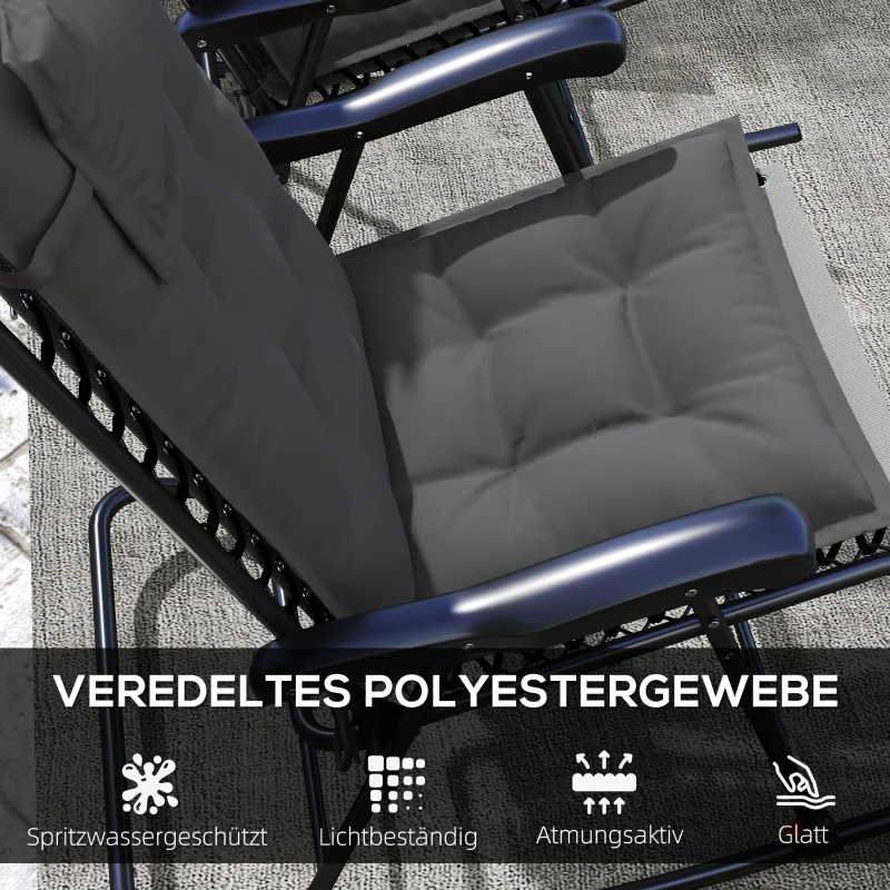 Zestaw 2 poduszek na leżak, wodoodporne, ciemnoszare