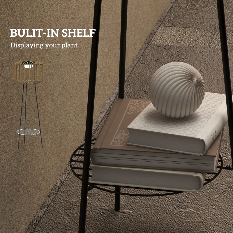 Outsunny Solarne oświetlenie drogowe, Zasilana przez USB Lampa ogrodowa LED z czujnikiem światła, Półka, Oświetlenie ogrodowe, Wodoszczelne IP44, do Balkonu, Tarasu, Metal, Brązowe