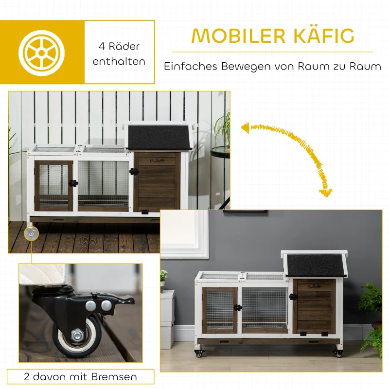 Klatka dla króliczków, z wybiegem, kółka, składany dach