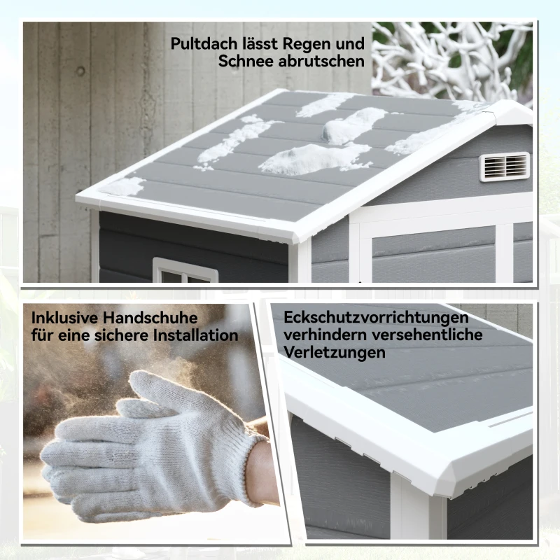 Outsunny Szop narzędziowy z dachem w kształcie stożka 2,12 m² Szop ogrodowy z oknem Szafka na narzędzia z zamek dla ogrodu Balkon Szary 183 x 134 x 210 cm