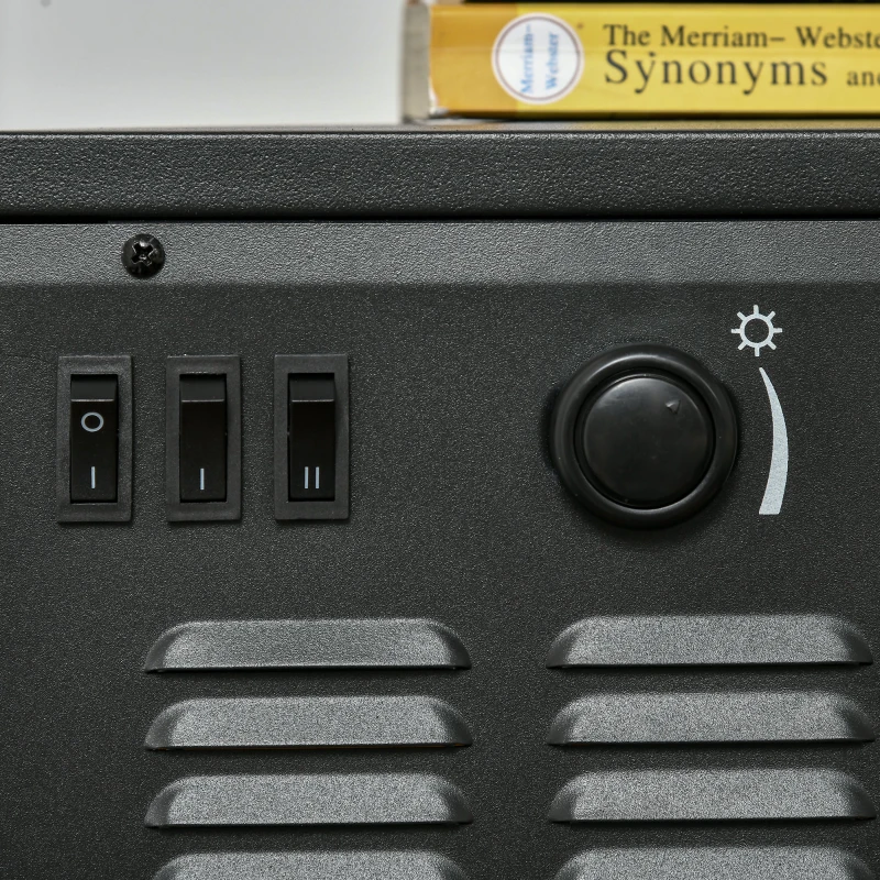 Kominek elektryczny LED, realistyczne płomienie, 2 moce, czarny