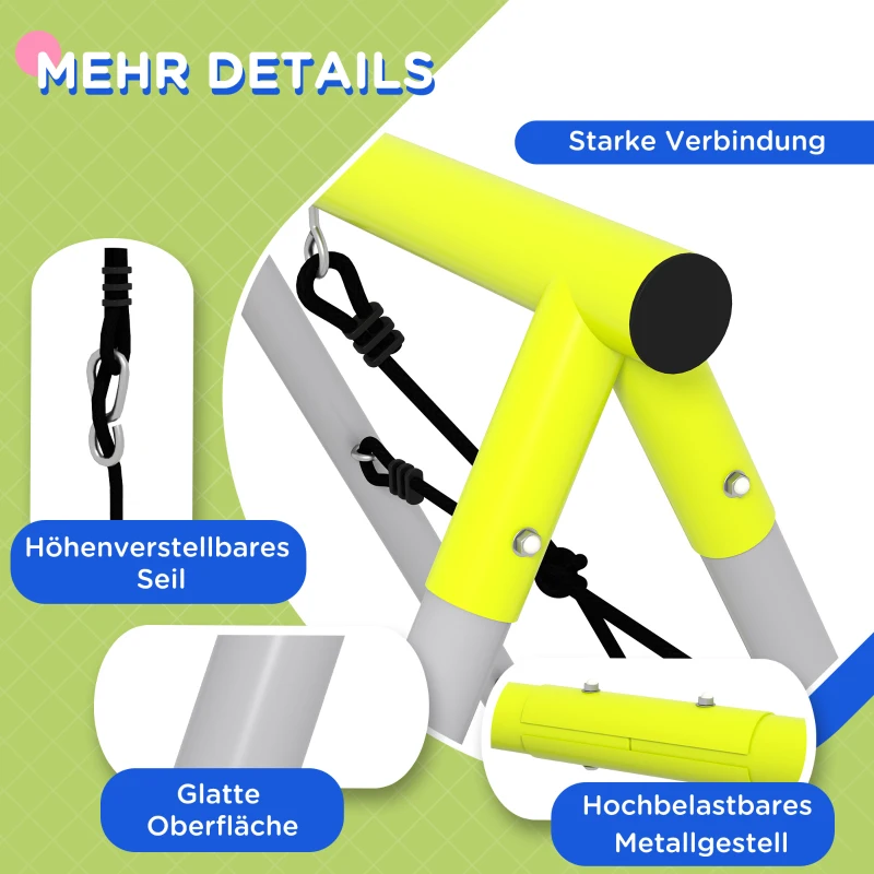 Outsunny Zestaw huśtawek dla dzieci z metalową ramą, stelaż z podwójną huśtawką, siatką do wspinaczki, drabiną, huśtawka ogrodowa dla dzieci 3-8 lat, stal, Zielony