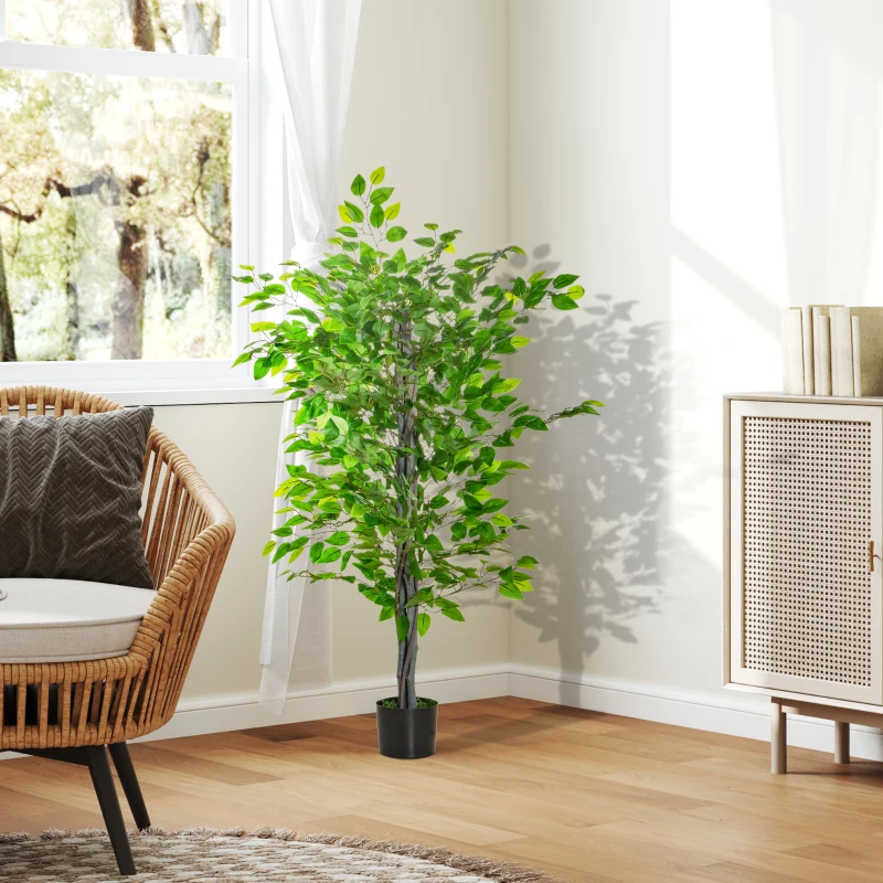 Sztuczna roślina Fikus, 135 cm, doniczka cementowa