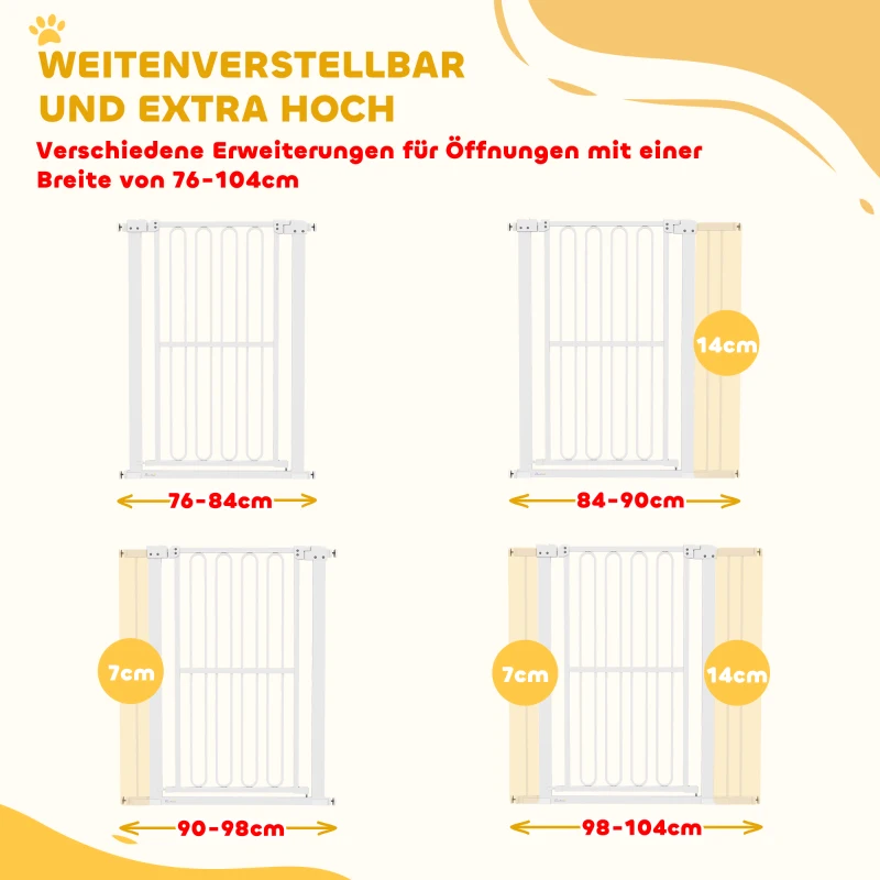 Bramka ochronna dla psa, 76-104 cm, bez wiercenia, schody