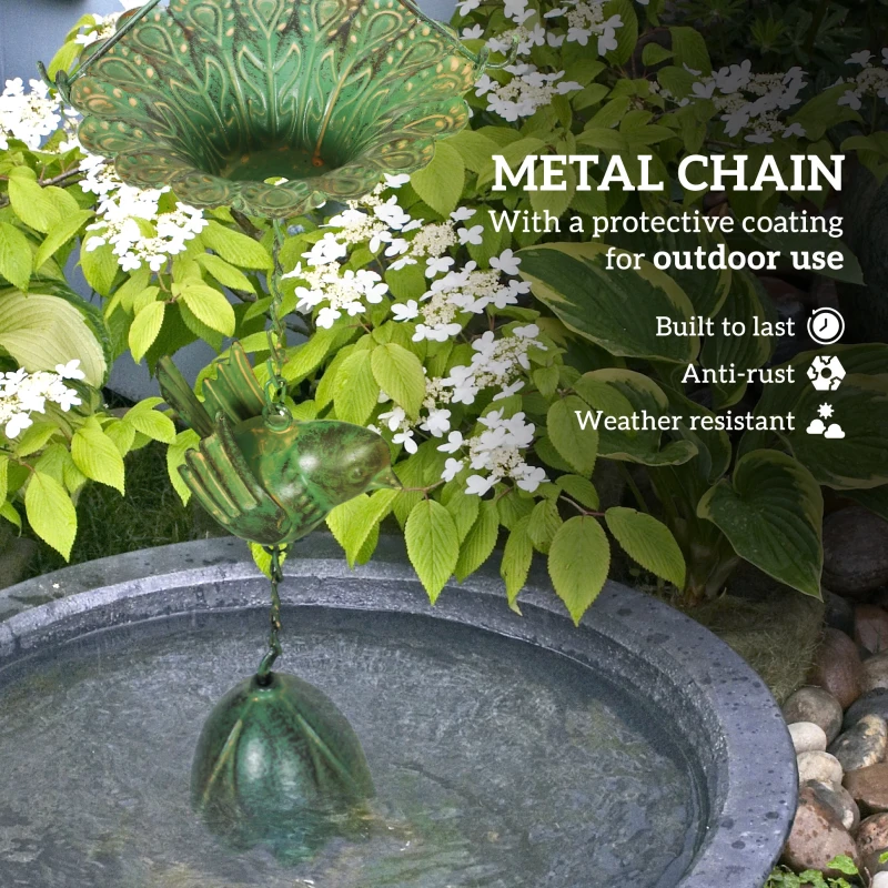 Zestaw 3 metalowych łańcuchów deszczowych 123 cm z ptakami