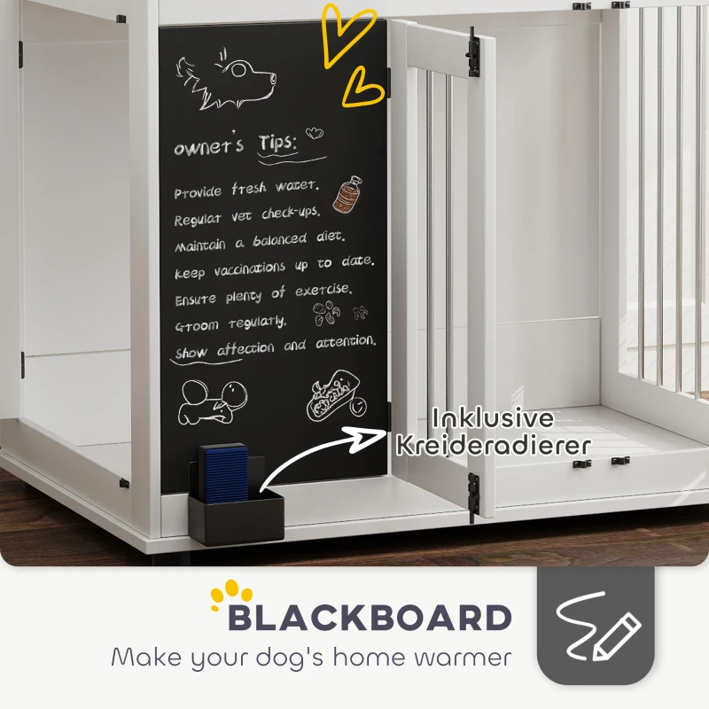 Klatka dla psa, 3 drzwi, regał na zabawki, Biała